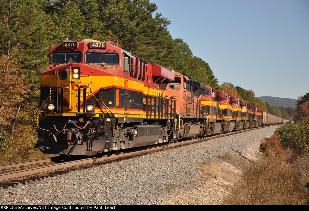 Coal empties roll north behind plenty of power